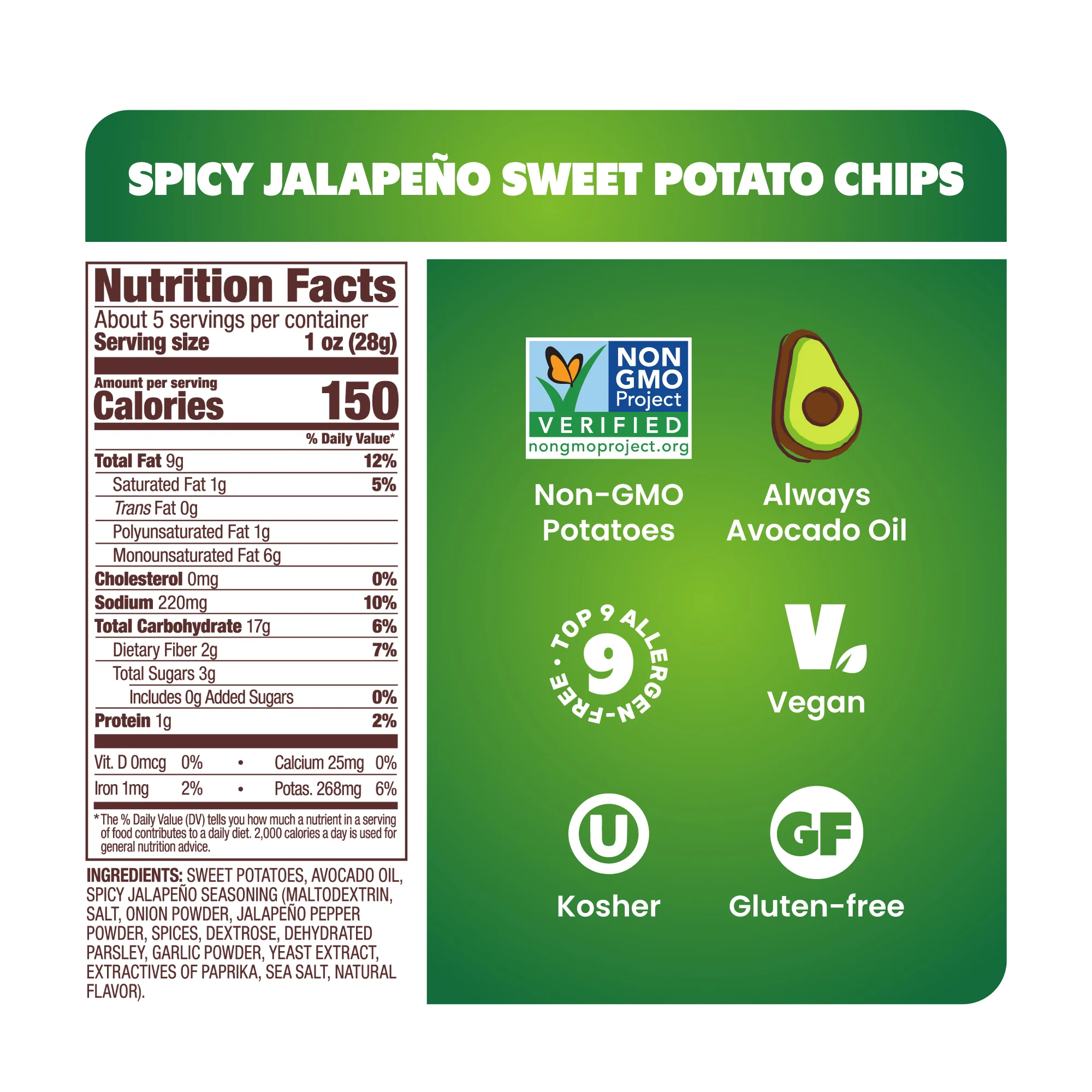 Sweet Potato Chips (Chips de Batata) en Aceite de Aguacate Jalapeño Picante - Jackson's - Imagen 2